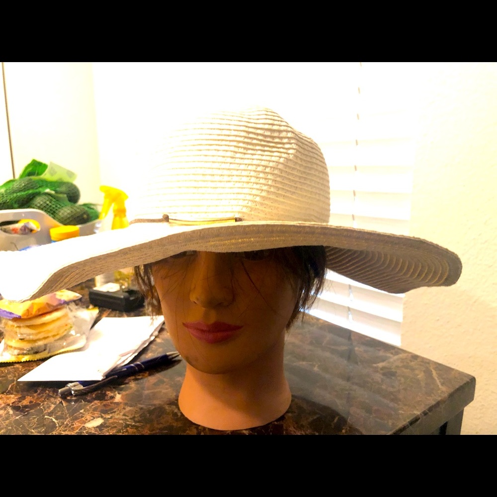 Talla Unica Women’s White Wide Brim Cap Sun Straw Beach Hat Size One